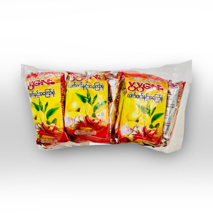 Mwa Mwa Lay Laphet (one set) spicy 10 pcs မွမွလေး လက်ဖက်သုပ် အစပ် ဝမ်းဆက် ဆယ်ထုတ်တွဲ - Image 1